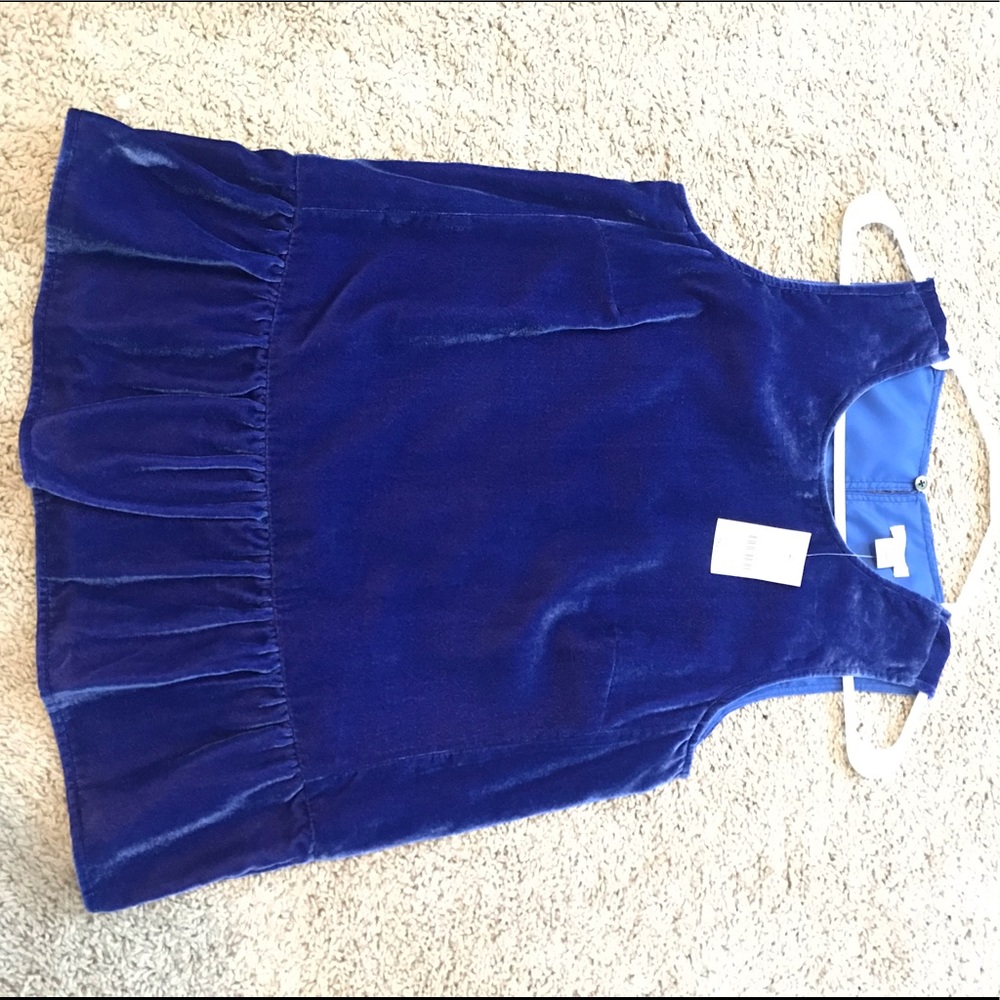 NWT J.Crew Blue Velvet Peplum Top fits XS/S